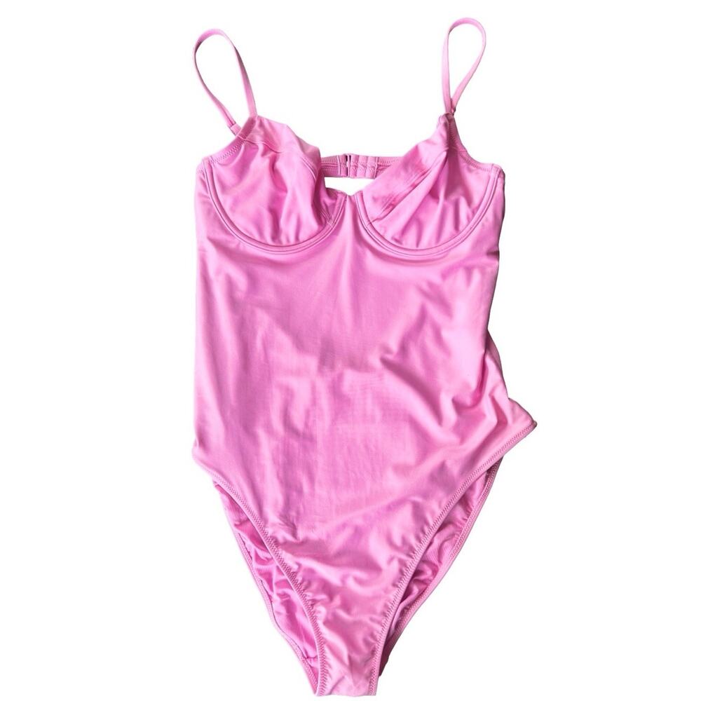 Aerie One Piece Swimsuit Pink Underwire Cutout Back Women’s XL NWT